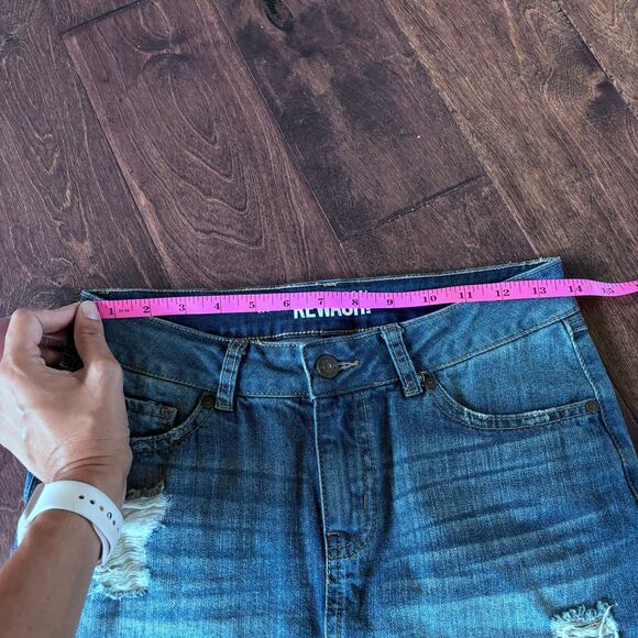 Rewash Vintage Reunion Women's Size 3 Denim Jean Mini Skirt Distressed Raw Hem - Picture 7 of 7